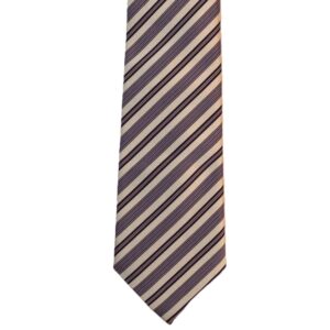 Tan necktie with purple stripes