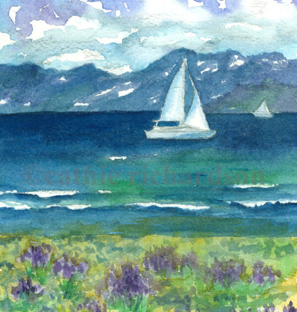 Product image of  Sailing Lake Tahoe Original Watercolor Painting