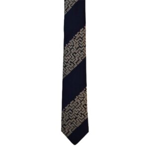 Product image of  Dark blue necktie with tan geometric design stripes