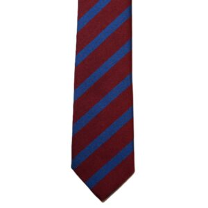 Product image of  Dark red necktie with royal blue stripes (narrow)