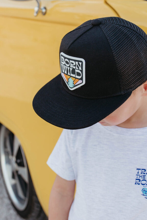 BORN WILD Black Snapback Trucker Hat (Baby & Kids)