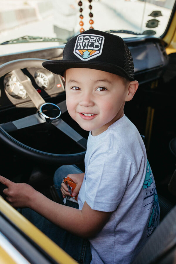 BORN WILD Black Snapback Trucker Hat (Baby & Kids)