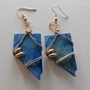 Metal Nevada Earrings, Copper Wire-Wrapped w Copper Beads