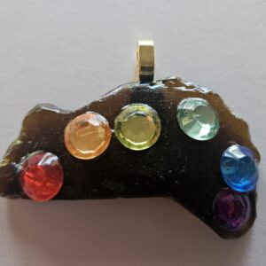 Seaglass pendant w chakra/PRIDE colors
