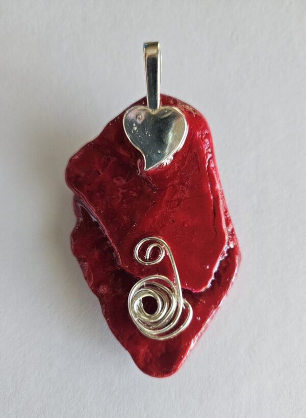 Pendant – beach pottery, red, chakra/PRIDE colors