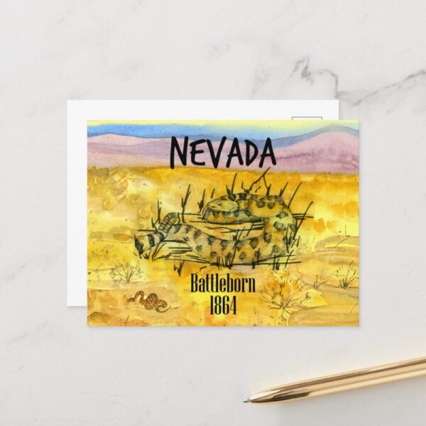 Nevada Postcards State Symbols Watercolor Desert Landscapes
