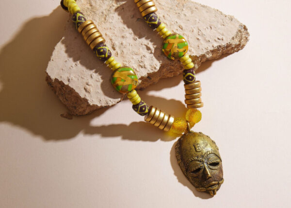 Bronze Mask Ethnic Beaded Necklace