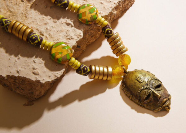 Bronze Mask Ethnic Beaded Necklace