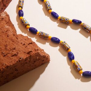 Cobalt Blue African Beaded Ethnic Statement Necklace