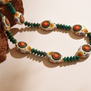 Colorful Stoneware Artisan Beaded Necklace