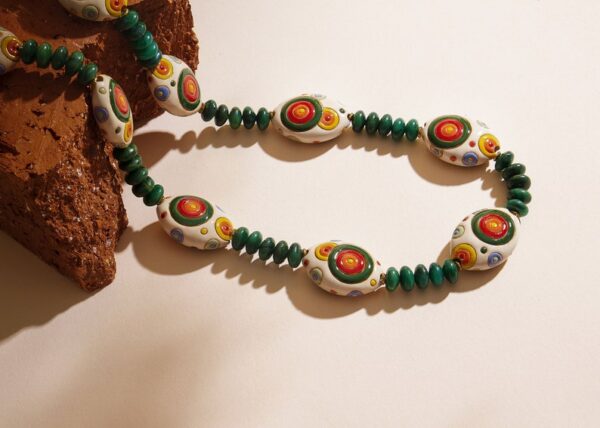 Colorful Stoneware Artisan Beaded Necklace