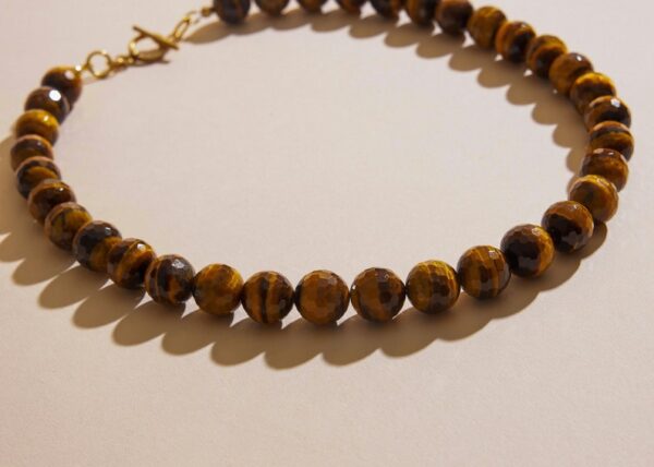 Faceted Round Tiger Eye Beaded Necklace