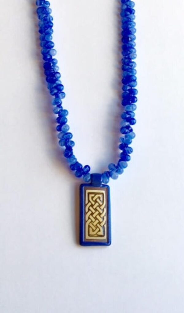 Celtic Blue Porcelain Pendant Necklace