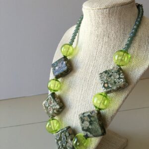 Ocean Memories Beaded Necklace Venetian Glass and Rhyolite Stone