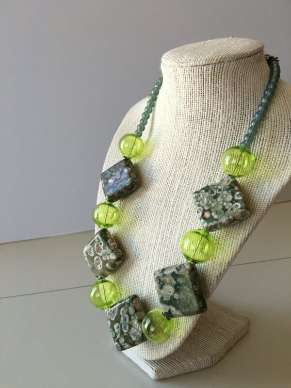 Ocean Memories Beaded Necklace Venetian Glass and Rhyolite Stone