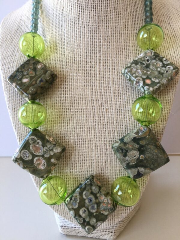 Ocean Memories Beaded Necklace Venetian Glass and Rhyolite Stone