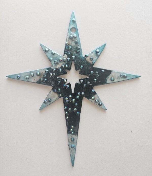 Metal 8-Pointed Star wall art, teal