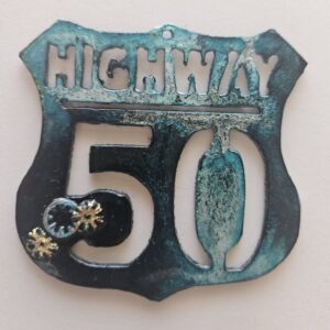 Metal Highway 50 wall art or ornament