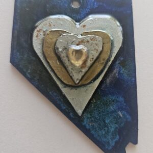 Metal 3″ Nevada wall art or ornament (5D with stacked hearts)