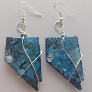 Metal Nevada Earrings, wire-wrapped