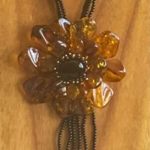 Luxury Large Amber Flower Petals Long Necklace