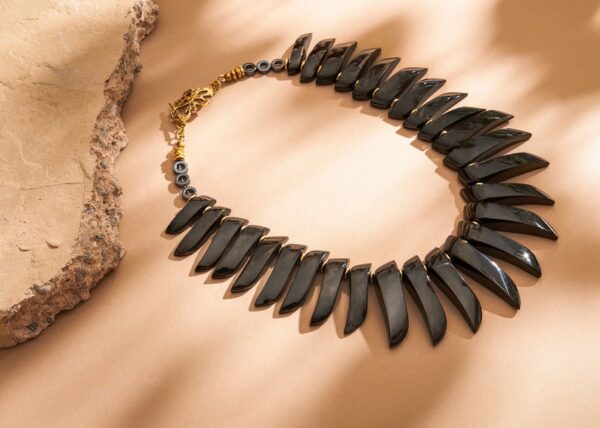 RARE: Black Jet Stone Luxury Statement Necklace