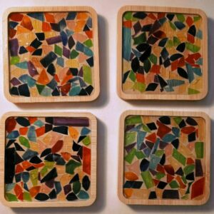 VET-MADE WOOD MOSAIC COASTER SET