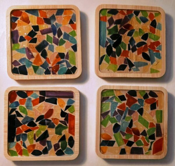 VET-MADE WOOD MOSAIC COASTER SET