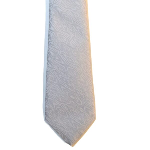 2 in 1 Grey necktie with wavy design and golden brown with white/blue stripes