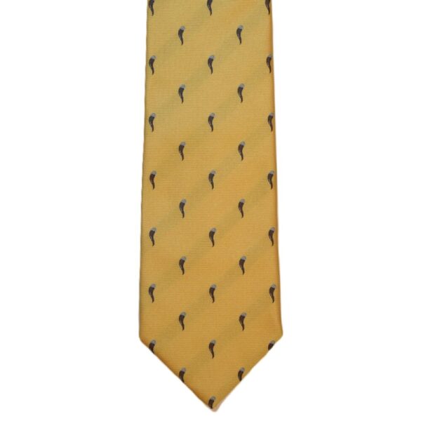 Yellow necktie with brown Italian horns (long)