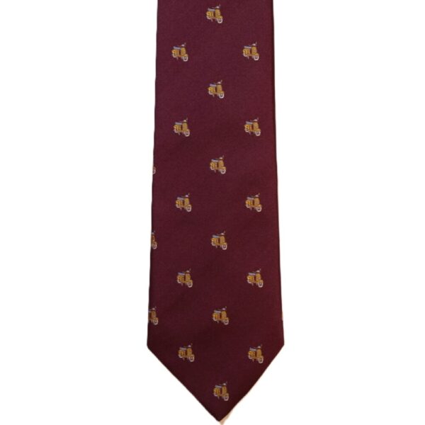 Burgundy necktie with gold vespa (long)