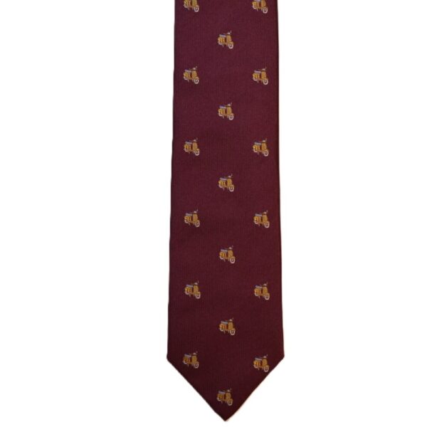 Burgundy necktie with gold vespa