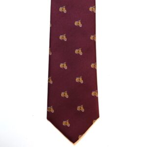 Burgundy necktie with gold vespa