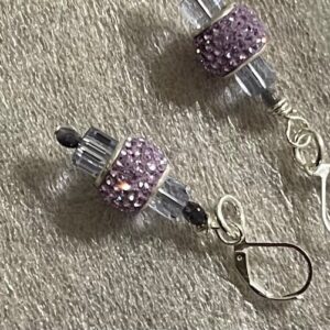 Lavender color pave Swarovski crystal earrings