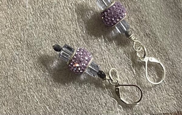 Lavender color pave Swarovski crystal earrings