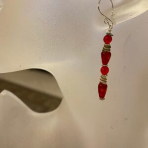 Red Czech Glass Dangle Earrings