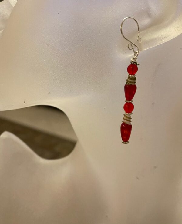 Red Czech Glass Dangle Earrings