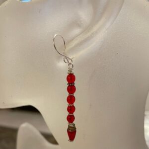 Red Czech glass Drop Earrings