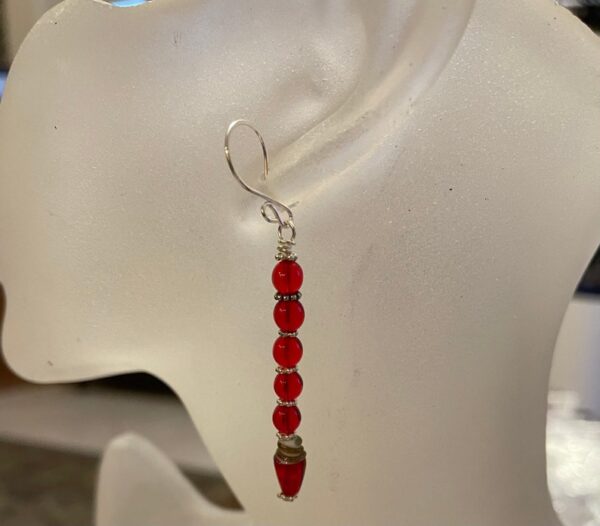 Red Czech glass Drop Earrings