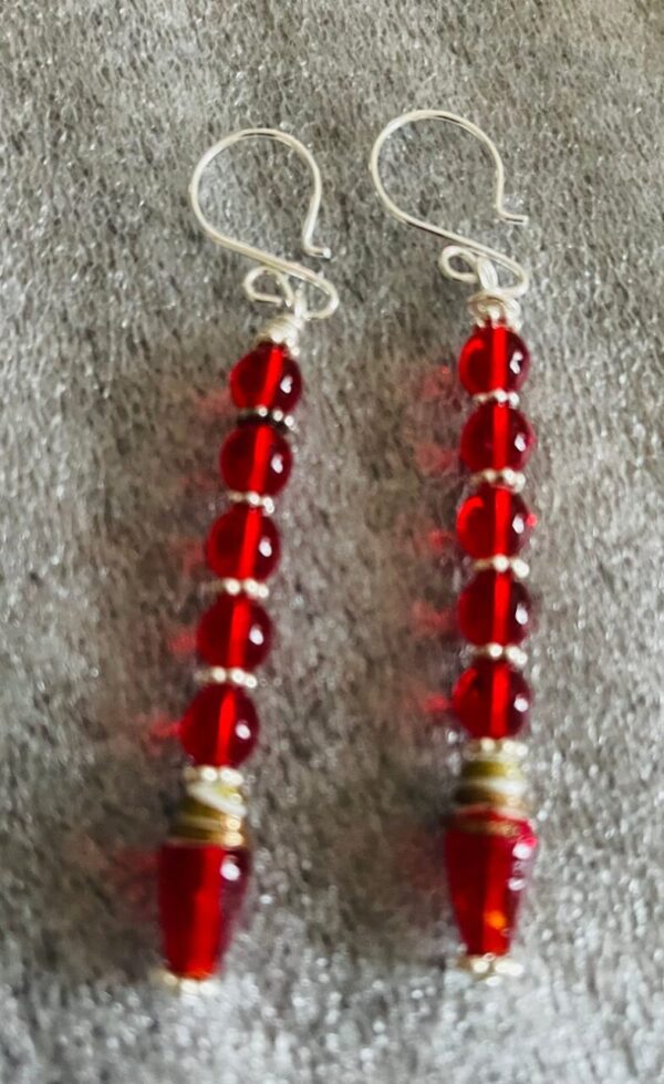 Red Czech glass Drop Earrings