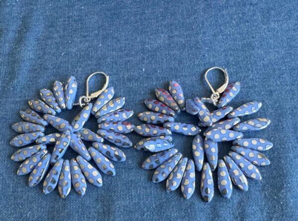 Periwinkle Blue Hoop Style Dagger Earrings