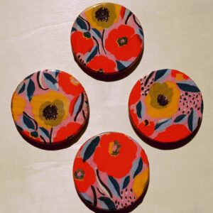 BEAUTIFUL IMPRESSIONIST 4 PIECE GARDEN COASTER SET