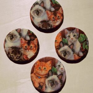 VET-MADE DESIGNED & CREATED WOOD “KITTY LOVERS” COASTERS