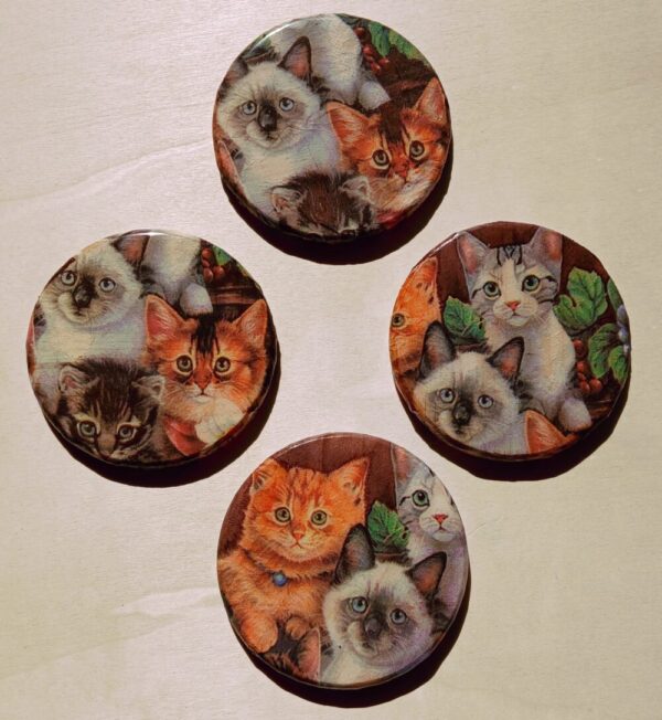 VET-MADE DESIGNED & CREATED WOOD “KITTY LOVERS” COASTERS