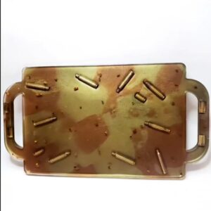 Camo Bullet Casing Tiger Eye Crystal Resin Serving/Rolling Tray