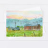 Stillwater Nevada Barn Sunrise Watercolor Greeting Card
