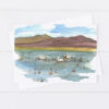 Lake Lahontan Pelicans Fallon Nevada Watercolor Greeting Card Historical Landmark