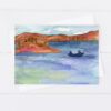 Lake Lahontan Fishing Fallon Nevada Watercolor Greeting Card Historical Landmark