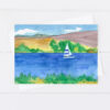 Lake Lahontan Sailing Fallon Nevada Watercolor Greeting Card Historical Landmark