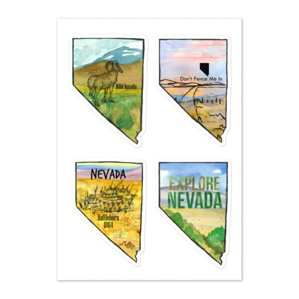 Nevada State Shape Stickers Explore Don’t Fence Me In Desert Bighorn